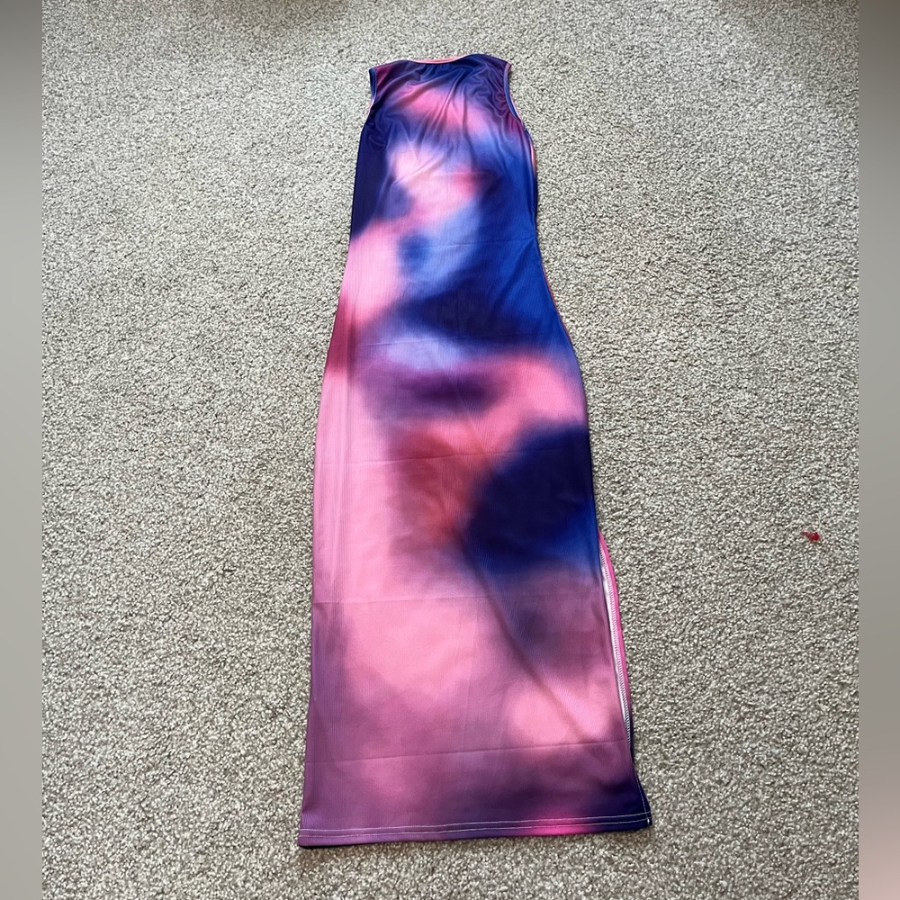 Multicolored Bodycon Slit Tank Top Dress